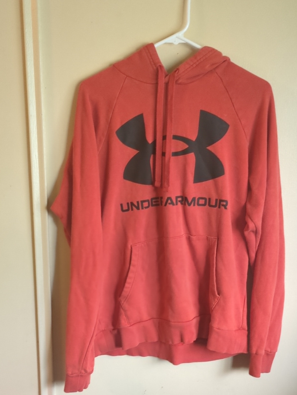 Under Armour Coral-Red Hoodie with Black Logo